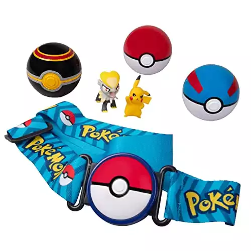 Pokémon Clip 'N' Go Belt Set with 3 Poké Balls & 2 Figures - Includes Pikachu and Jangmo-O Figure - Holds Up to 6 Pokeballs - Ages 4 +