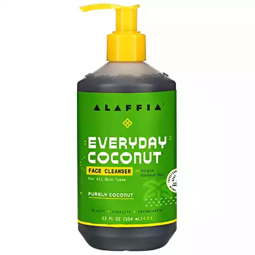 Alaffia - Purely Coconut Face Wash, Normal to Dry Skin, Cleansing Support to Remove Makeup Leaving Skin Fresh, and Hydrated with Neem, Lavender Oil, Fair Trade, Coconut and Neem, 12 Ounces