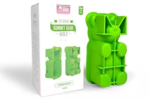 DIY Giant Gummy Bear Mold by Mister Gummy | PREMIUM Quality Silicone + 2 RECIPES and 5 GIFT BAGS Included | Make BIG Bear Treats! (Gummy, Cakes, Breads, Chocolates, and More) - (Green)